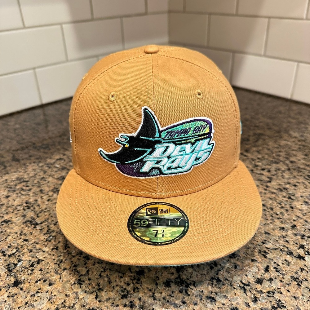 Tampa Bay Devil Rays New Era 59FIFTY Hat 7 3/8 Tan Inaugural 1998 MLB New